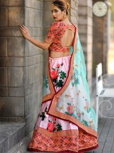 Bridesmaid Pink Colour Sequence Coding Embroidered & Digital Print & Stone Work Festive Lehenga Choli