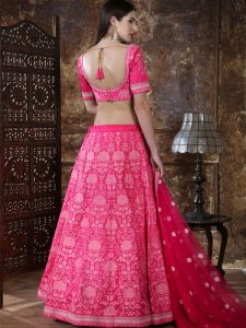 Bridesmaid Pink Colour Thread & Coding Embroidered Work Festive Lehenga Choli