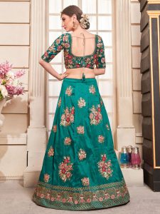 Girly Teal Green Colour Embroidered Work Party Wear Lehenga Choli