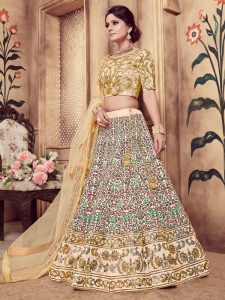 Girly Beige Colour Multi Rubber Foil Work Festive Lehenga Choli