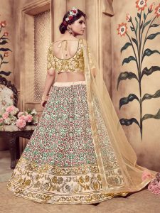 Girly Beige Colour Multi Rubber Foil Work Festive Lehenga Choli