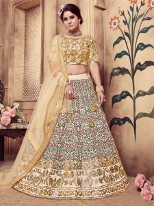 Girly Beige Colour Multi Rubber Foil Work Festive Lehenga Choli