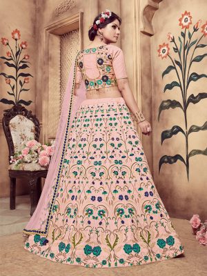 Girly Dusty Pink Colour Multi Rubber Foil Work Festive Lehenga Choli