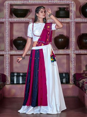 Raas White Colour Real Mirror Navratri Lehenga Choli