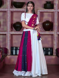 Raas White Colour Real Mirror Navratri Lehenga Choli