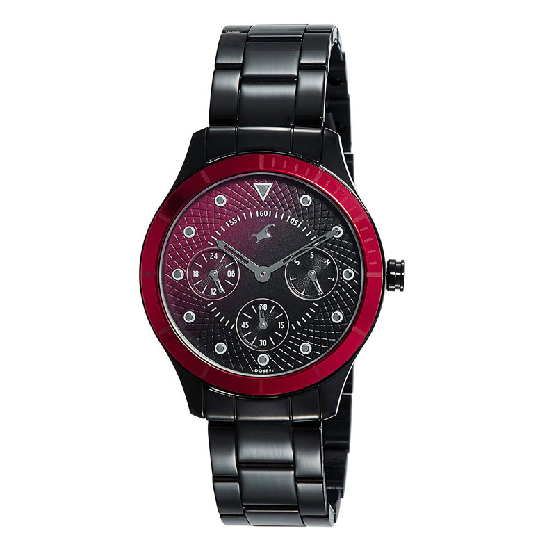 fastrack analog black dial women's watch