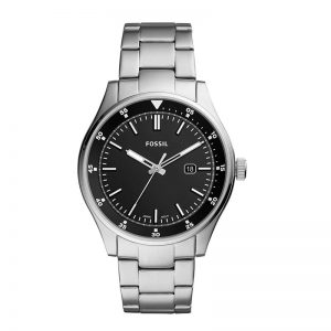 Fossil Men'S Silver Stainless Steel Bracelet With Black Analogue Dial Quartz Movement Fs5530I