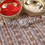 Silver Laminate Beads Rakhi