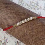 Diamond Ring with Pearl Beads Rakhi