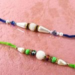 Set of Two Pearl Rhinestone Beads Rakhi