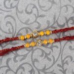 Single Diamond Dial with Beads Two Rakhi Set