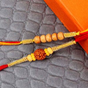 Rudraksh Rakhi with Sandel Wooden Beads Rakhi