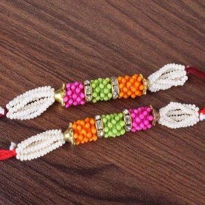 Double Colorful Moti Rakhi