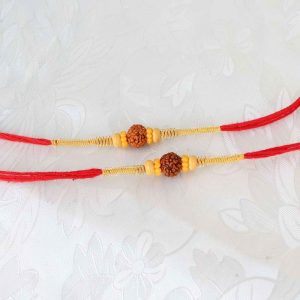 Set of Two Single Rudraksha Rakhi