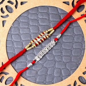 Diamond Studded Two Designer Rakhi