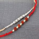 Silver with Rudraksha Beads Rakhi Set