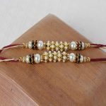 Stunning Two Tiny Pearl Beads Rakhi