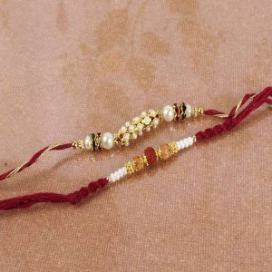 Pack of Two Tiny Pearl Beads Rakhi