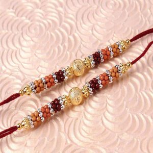 Twin Colorful Designer Beads Rakhi