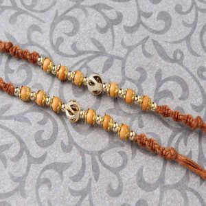 Gorgeous Twin Wooden Beads Rakhi