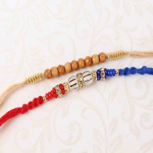 Amazing Combo of Two Shiny and Wooden Beads Rakhi