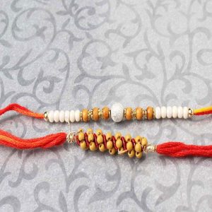 Collection of Two Tiny Wooden Beads Rakhi