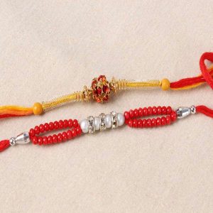 Om Pearl Beads Twin Rakhi