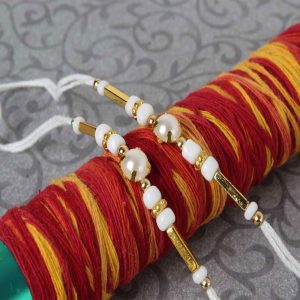Superb Pair of Two Simple Pearl Beads Rakhi