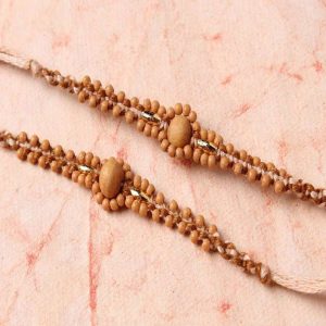 Striking Wooden Beads Rakhi Combo
