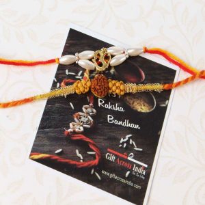 Pearl Om with Rudraksha Rakhi Combo