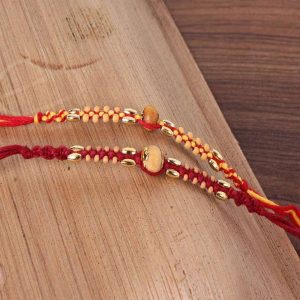 Twin Wooden Striking Beads Rakhi