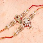 Set of Two Pearl Bracelet Design Rakhi for Brother