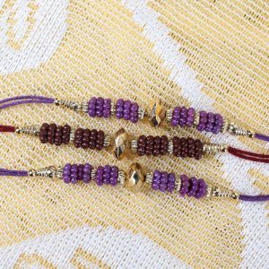 Tiny Beads Three Fancy Rakhi Threads
