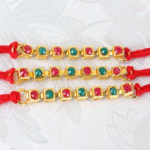 Triple Multi Stone Rakhi Thread