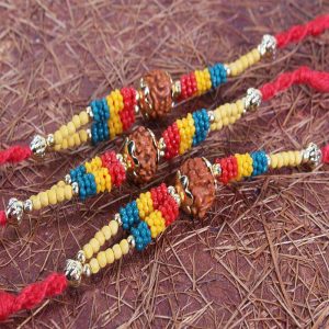 Set of Three Colorful Beads Rakhi Online