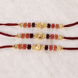 Gracious Three Rakhi of Colorful Designer Beads