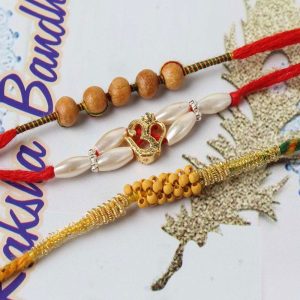Impressive Om and Wooden Beads Rakhi