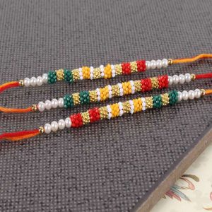 Pack of Three Colorful Tiny Beads Rakhi