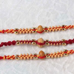 Combo of Three Wooden Beads Rakhi