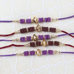 Tiny Beads Five Fancy Rakhi Threads