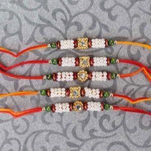 Set of Five Colorful Tiny Bead Rakhis