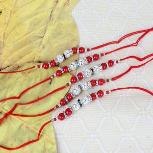 Set of Five Silver Shiny Balls Rakhi