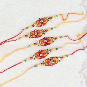 Combo of Five Traditional Colorful Beads Rakhi