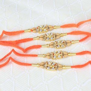 Five Shiny Diamond Dial Rakhi