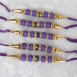 Five Shiny Crystal and Colorful Beads Rakhi