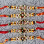 Set of Five Swastika Diamond Designer Rakhi