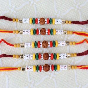 Pack of Five Rudraksha Mauli Rakhi