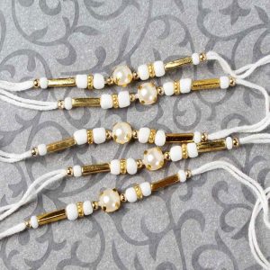 Attractive Single Pearl Beads Five Rakhi Set