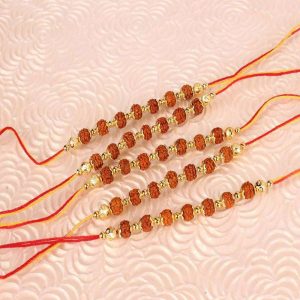 Simple and Sweet Rudraksha Rakhi Combo of Five