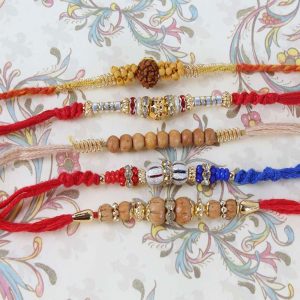 Charming Set of Five Rakhi